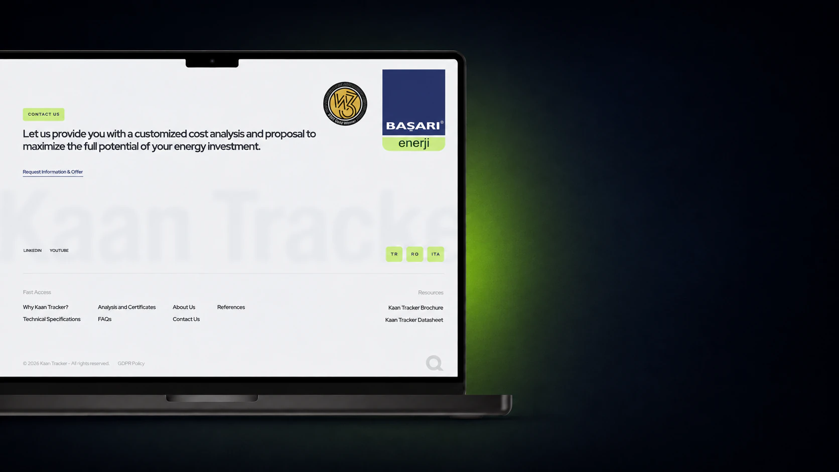 Kaan Tracker arayüzünden ek sunum