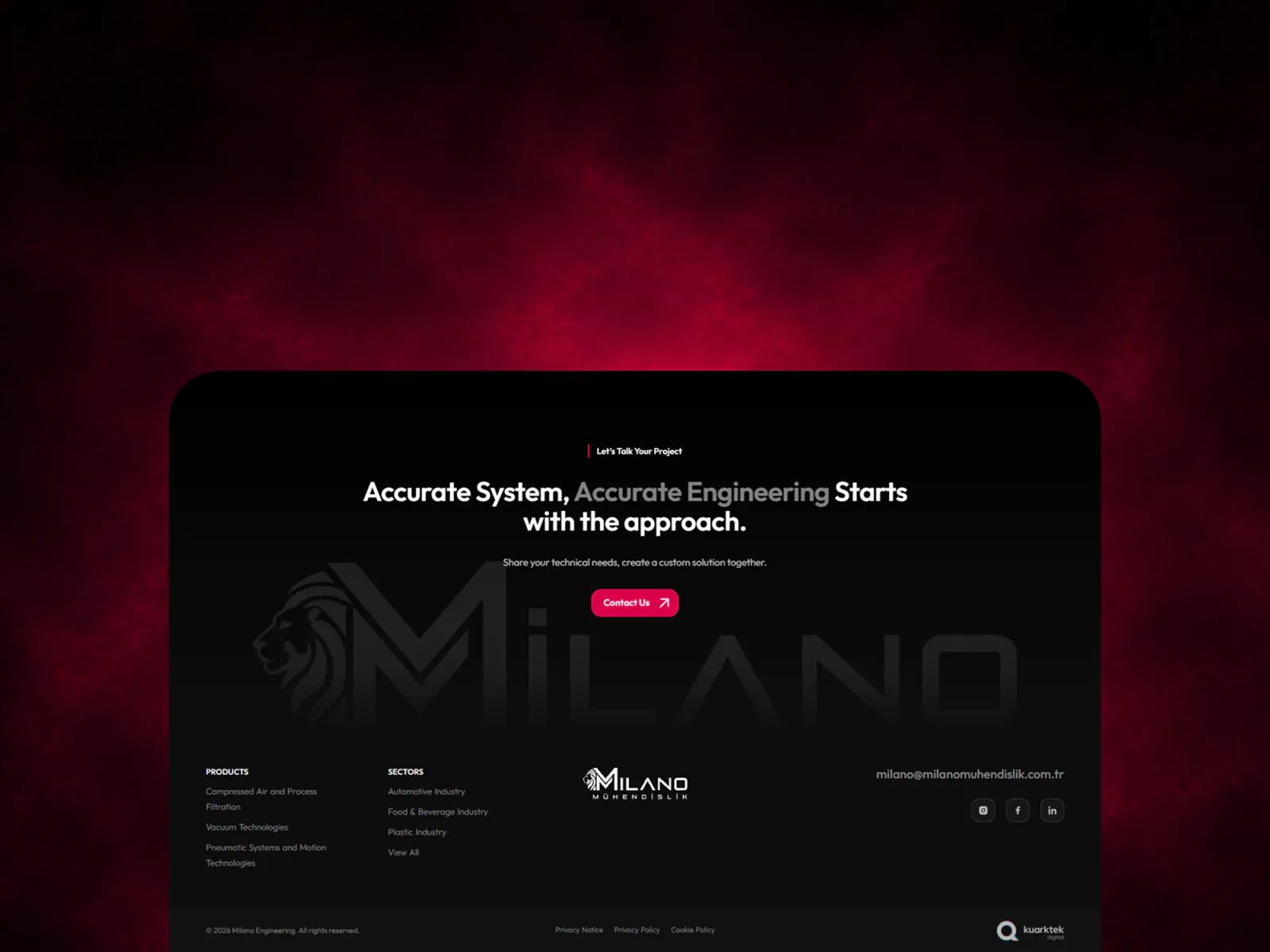 Additional Milano Engineering interface presentation