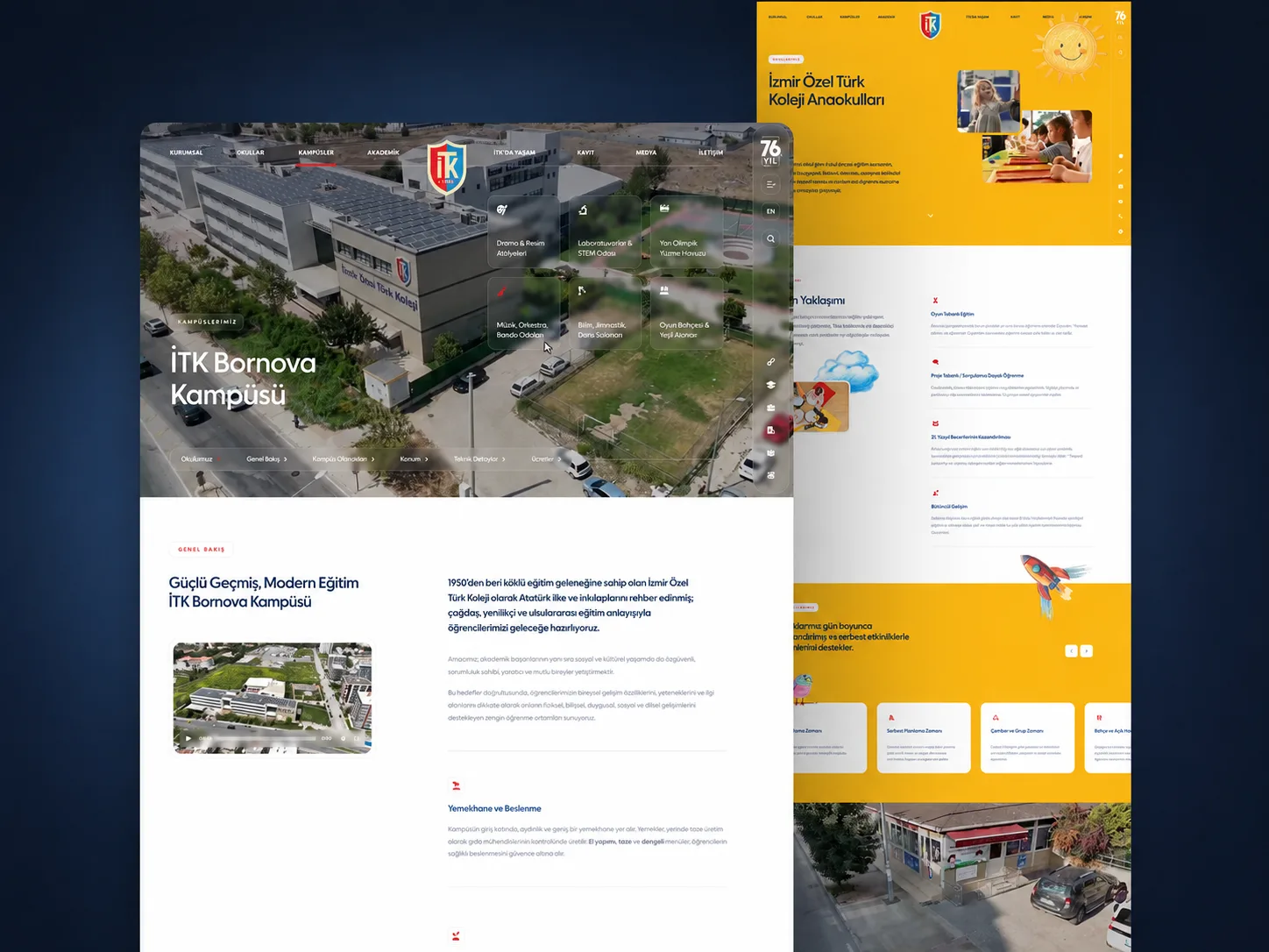 İzmir Özel Türk Koleji interface preview in motion
