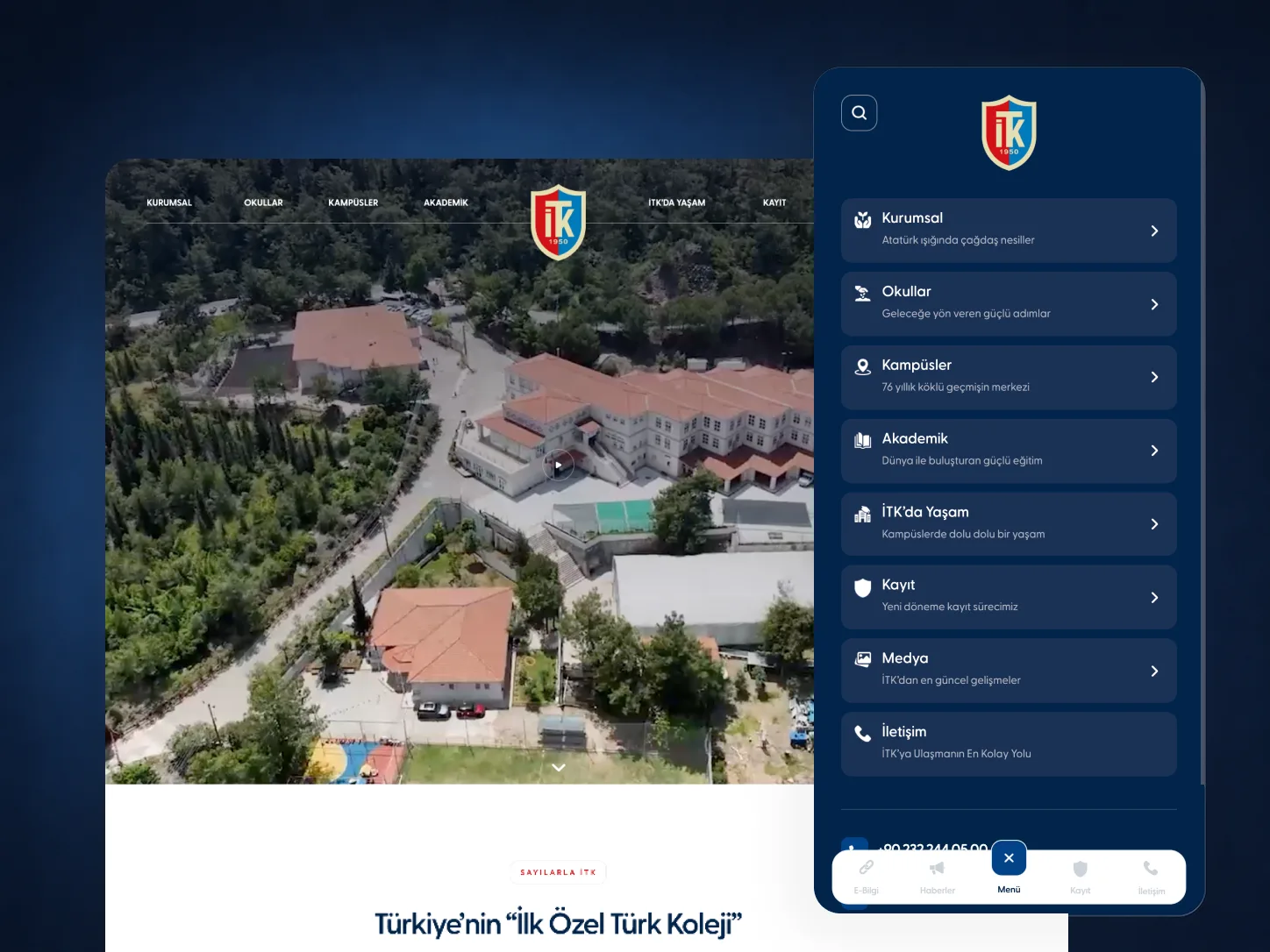 İzmir Özel Türk Koleji interface detail
