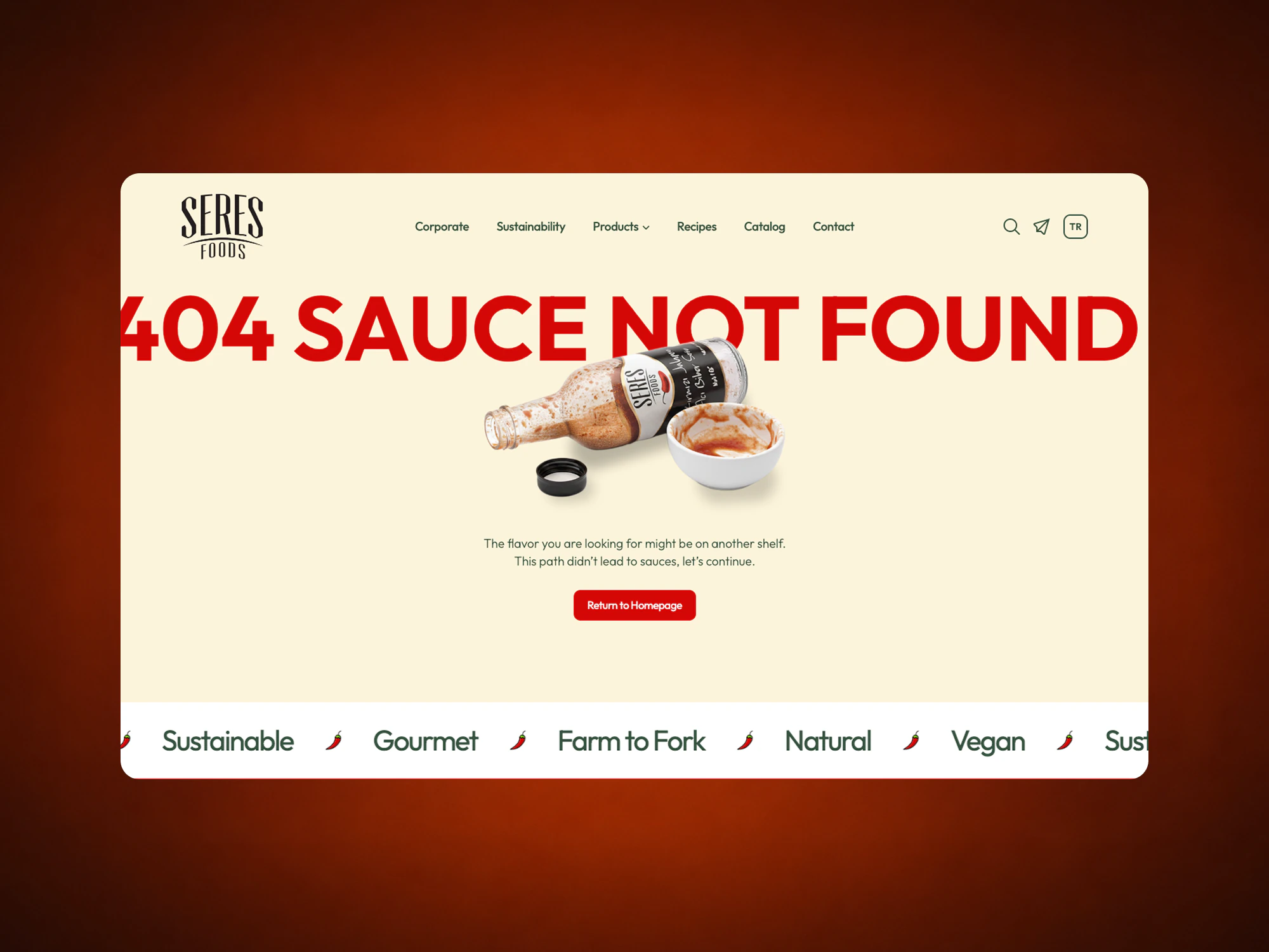 Seres Foods arayüzünden ek detay